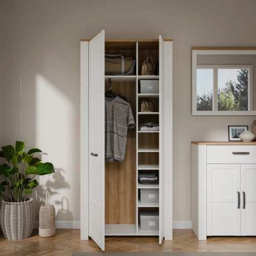 Szafa ubraniowa L Dąb Riviera / Modrzew Jasny Sibiu